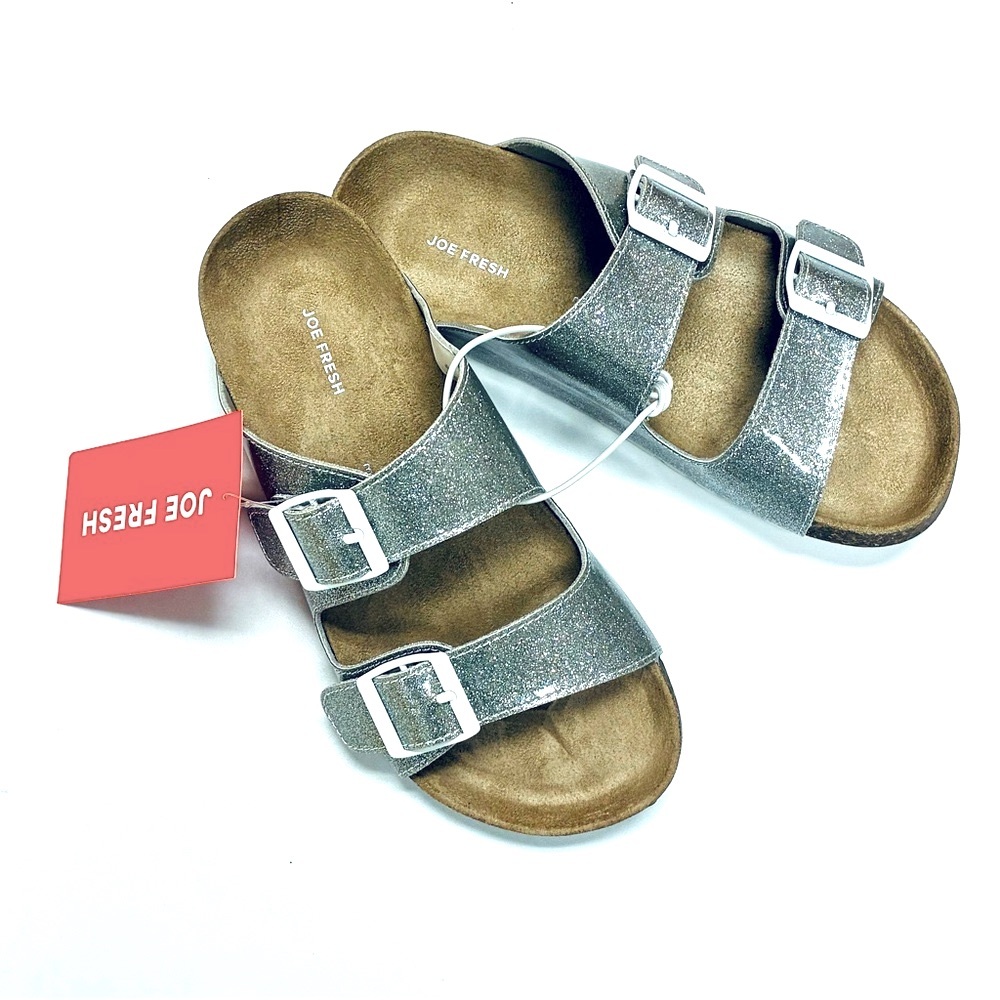 🆕 NWT 🩶 Joe Fresh Silver Sandals with Adjustable Straps
